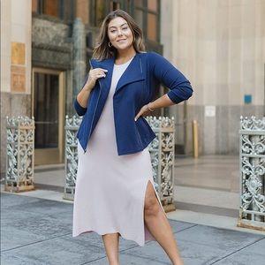 NWT - The Drop Women's @caralynmirand Long Sleeve Knit Moto Jacket - Plus - Navy